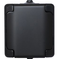 gniazdo BRYZA pojedyncze IP54 klapka matowe owa 16AX, 250V IP54 czarny