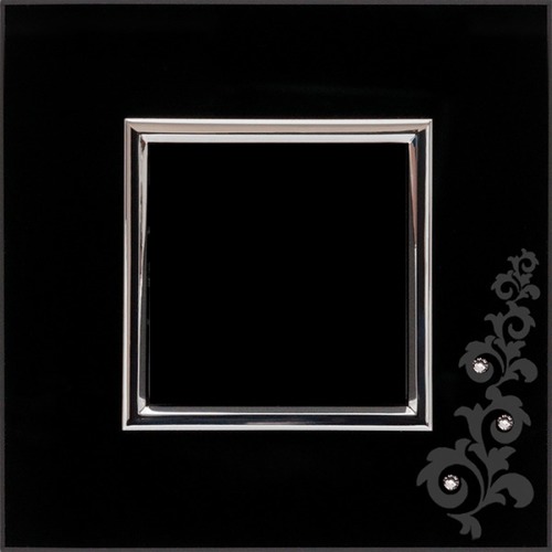 ramka DANTE 1-kr.szkło glass czarny MS1 mrożenie+3 kryształki Swarovski
