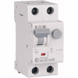 HNB-C25/1N/003 Wyłącznik kombinowany 6kA, In=25A, I?N=0,03A, char. C, typ AC, 1+N bieg. Seria HNB
