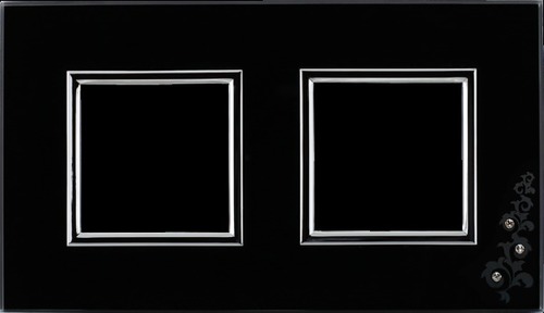 ramka 2-kr. BLACK GLASS MS1 mrożenie+3kryształki Swarovski
