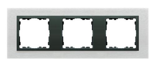 SIMON 82 NATURE ramka 3-kr. metal Inox mat/pierścień grafit