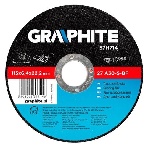Tarcza szlifierska do metalu 115 x 6.4 x 22.2 mm, 27 A30-S-BF