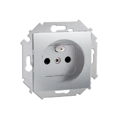 SIMON 15 gniazdo pojedyncze z/uz. zaciski śrubowe 16A 250V (moduł) aluminium (met.)