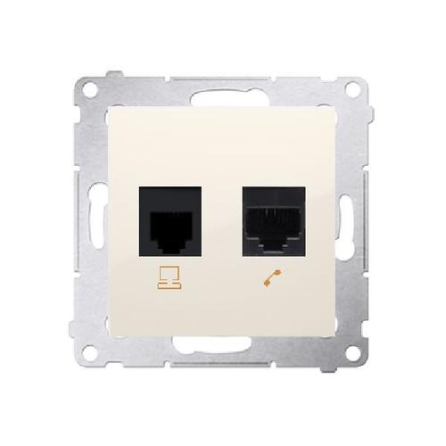 SIMON 54 gniazdo komputerowe RJ45 5e + telefoniczne RJ12 (moduł) kremowy