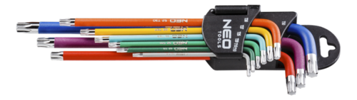 Klucze Torx T10-50, zestaw 9 szt., kolorowe (09-518)