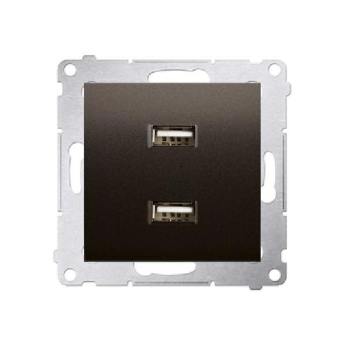 SIMON 54 ładowarka 2xUSB 2,1A, 5V DC, 230V (moduł) brązowy mat