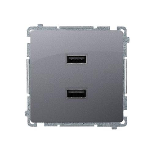 SIMON BASIC ładowarka 2xUSB 2,1A 5V DC 230V (moduł) srebrny mat