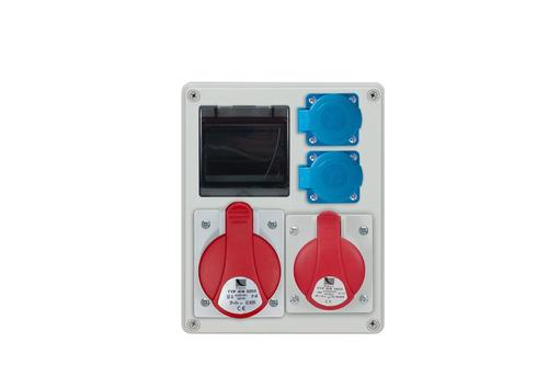 rozdzielnica R-BOX 240 4S, 1x32A/5p, 1x16A/5p, 2x250V, puste okno, b/R