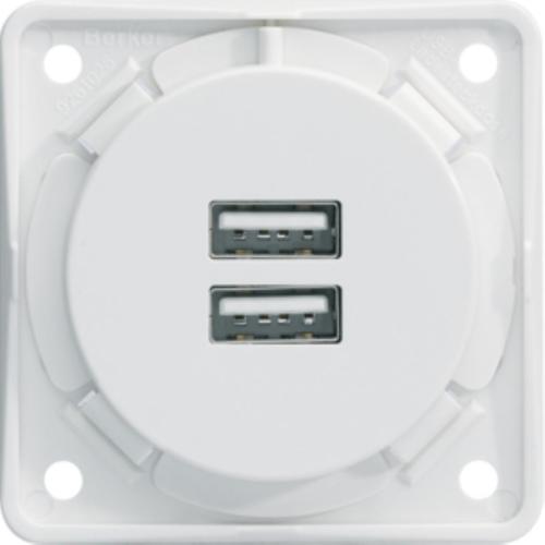 gniazdo USB ładowania podwójneIntegro , 230V, 3A; biały, mat