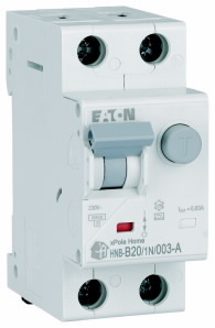 HNB-B20/1N/003-A Wyłącznik kombinowany 6kA, In=20A, I?N=0,03A, char. B, typ A, 1+N bieg. Seria HNB