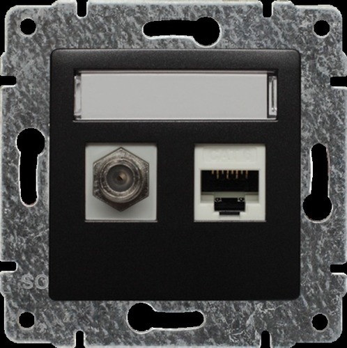 gniazdo VENA TV typu F + RJ45 kat. 5e antracyt