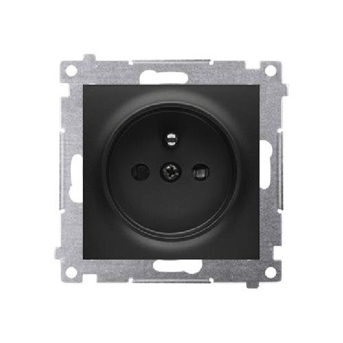 SIMON 54 gniazdo pojedyncze z/uz. z przesłonami szybkozłącza 16A 250V (moduł) czarny mat