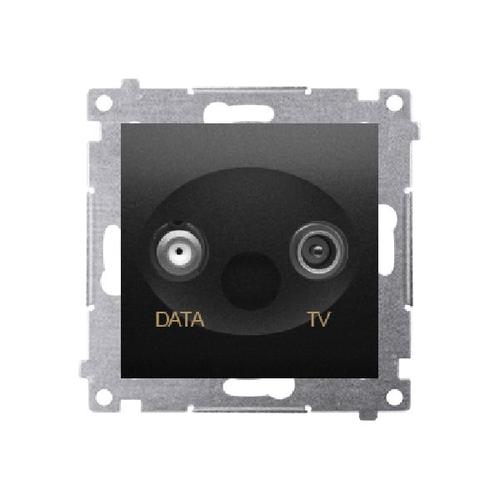 SIMON 54 gniazdo antenowe TV-DATA 5dB 5-1000MHz 2 porty wyjściowe typu "F" (moduł) czarny mat