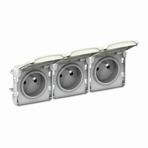 gniazdo PLEXO55 poptrójne poziome 3X2P+Z biały/ ecru 16A-250V~