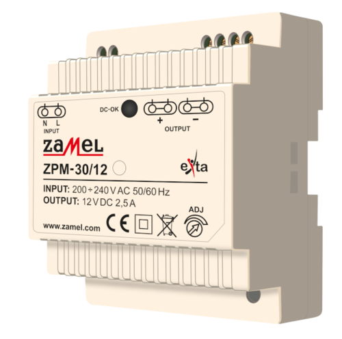 zasilacz impulsowy 12V DC, 30W, TH-35 TYP: ZPM-30/12