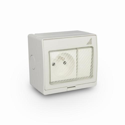 gniazdo pojedyncze + Łącznik pojedynczy natynkowy GPWPN IP55 "AQUA55"