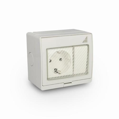 gniazdo pojedyncze Schuko + Łącznik pojedynczy natynkowy GPSWPN IP55 "AQUA55"
