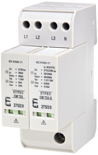 ETITEC CM T23 275/20 3+1  Ogranicznik przepięć T2, T3 (C, D)