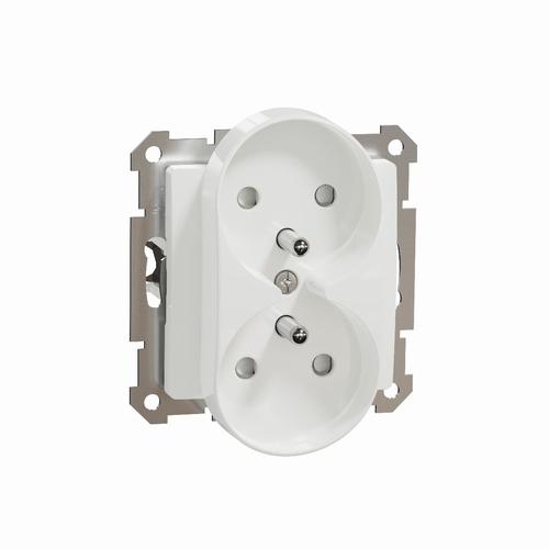 gniazdo Sedna Design,  2x2P+PE z przesłonami do systemu ramkowego, biały