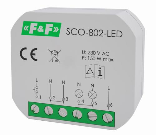Ściemniacz oświetlenia SCO-802-LED do źródeł światła LED, z pamięcią ustawień natężenia oświetlenia, z funkcją...