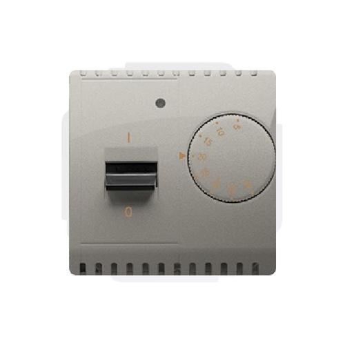SIMON BASIC regulator temperatury z czujnikiem wewnętrznym 16A 230V montaż gniazda na wkręty do puszki satynowy