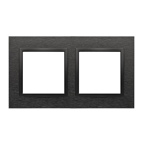 SIMON 54 NATURE ramka 2-kr. metal inox dark