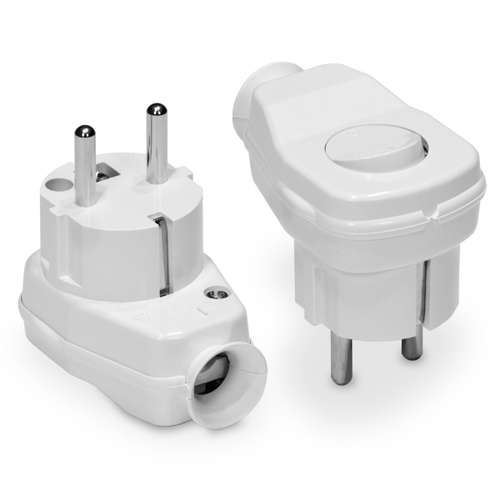 wtyczka WT-16U/ŁK  rozbieralna, kątowa z wyłącznikiem, Uni-Schuko 2p+Z; WT-16U/ŁK; biały