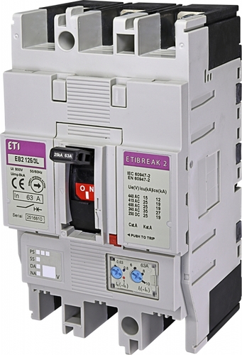 wyłącznik mocy 3P, 25kA, wyzw. TM EB2 125/3L 63A 3p