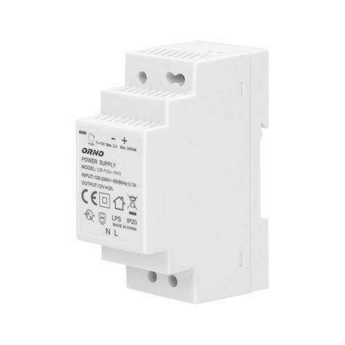 zasilacz na szynę DIN 12VDC, 2A, 24W, szerokość 2 moduły