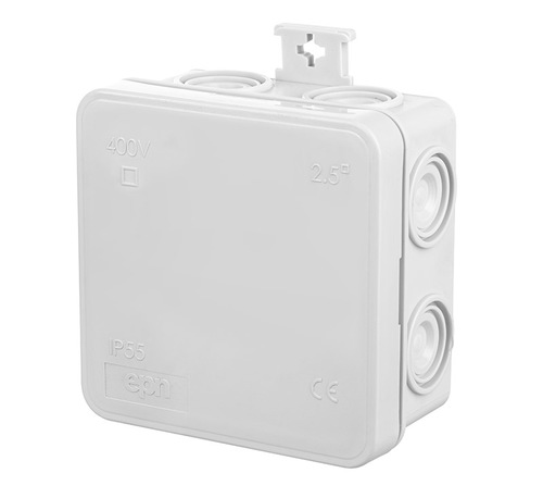 E7 puszka natynkowa 75x75x39 7 membran IP 55 - kolor szary