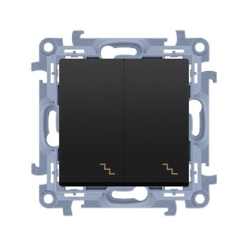SIMON 10 WC-W6x2xxx-01-49xx Łącznik schodowy podwójny (moduł) 10AX, 250V~, zaciski śrubowe; czarny mat