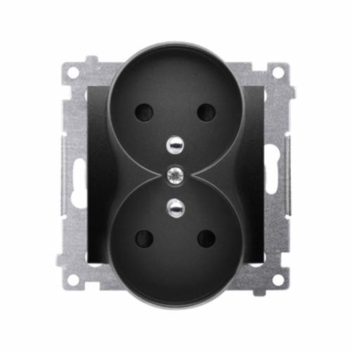 SIMON 54 NATURE WMDW-0021NM-049 gniazdo wtyczkowe  podwójne  z/u zaciski śrubowe, 16A, 250V (moduł) z przesłonami, do...