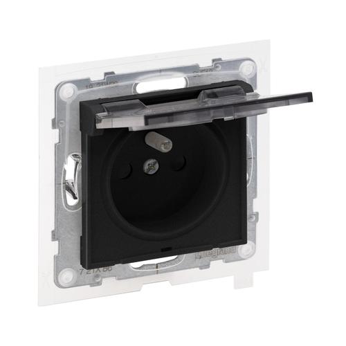 gniazdo SUNO 2P+Z IP44 - 16 A - 250 V~ - zaciski automatyczne - z przesłoną, czarny