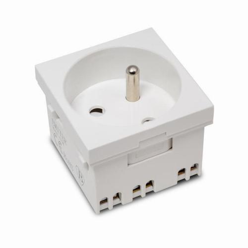 gniazdo modułowe 230V z uziemieniem 1-krotne std 45x45, białe