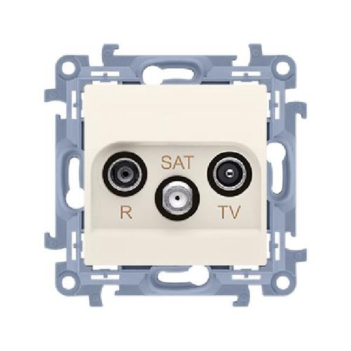SIMON 10 gniazdo antenowe R-TV-SAT przelotowe (moduł) 1x wejście 5 MHz-2,4 GHz krem