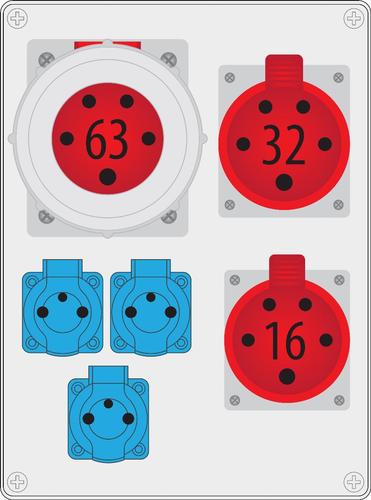 Rozdzielnica R-BOX 300/ 1x63A/5p, 1x16/5p, 1x32/5p, 3x250V