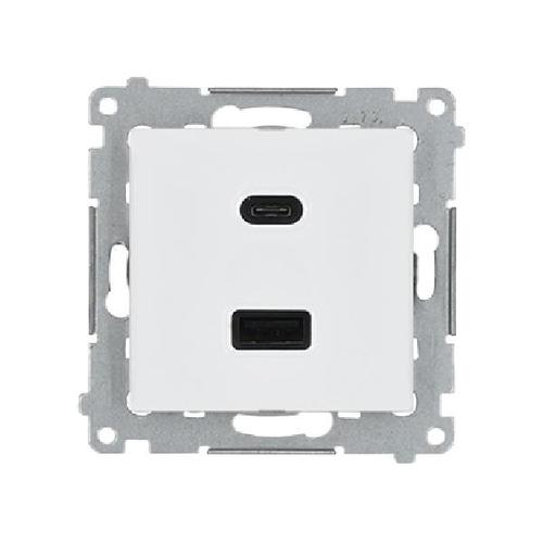 SIMON 54 ładowarka 2xUSB C+A Quick Charge 5/9/12V (moduł) 3.1 A 5V DC 230V biały
