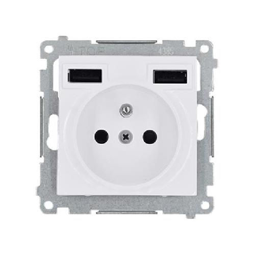 SIMON 54 gniazdo wtyczkowe z zintegrowaną ładowarką 2xUSB (moduł) 2.1 A, 5 V DC 230 V biały