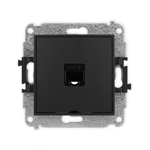 MINI mechanizm gniazda komputerowego pojedynczego 1xRJ45, kat. 5e, 8-stykowy czarny mat