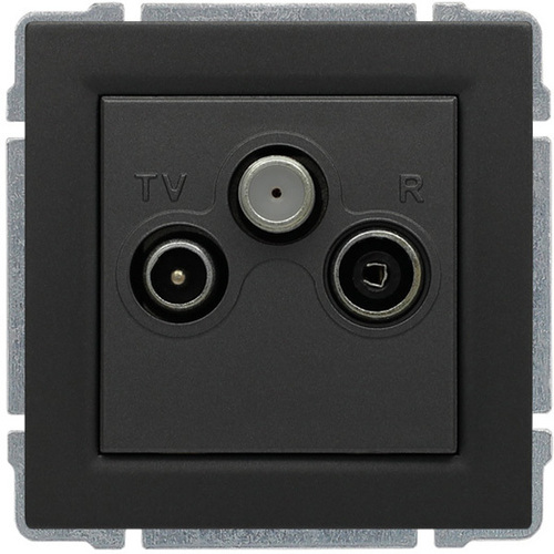 gniazdo KOS 66 antenowe RTV SAT końcowe, bez ramki,grafit