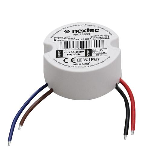 zasilacz okrągły dopuszkowy 50mm / 12V / IP67 / 2,5A / 30W