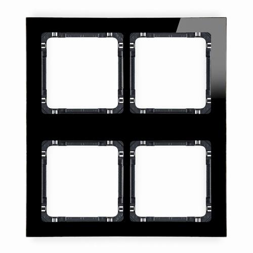 DECO Ramka modułowa 4 kr.(2 poziom, 2 pion) - efekt szkła (ramka czarna; spód czarny)