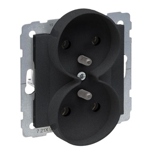 gniazdo SUNO 2X2P+Z - 16 A - 250 V~ - zaciski śrubowe - możliwość montażu w ramkach wielkorotynych, Czarny, Legrand