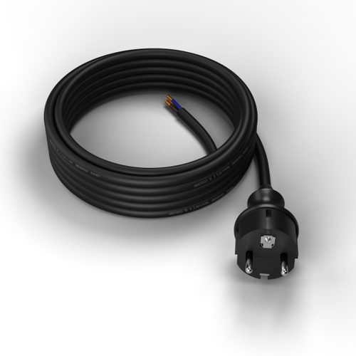 przewód+wtyczka prosta PP-40H/4,5M/3X1/H05RR IP44 3x1,0 H05RR 4,5m czarny