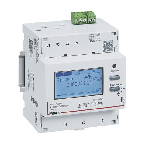 licznik energii POMIAR PRZEZ PRZEKŁADNIKI CT, 3 FAZOWY 5 A Z WYJŚCIEM RS485, 2 TARYFY, Legrand