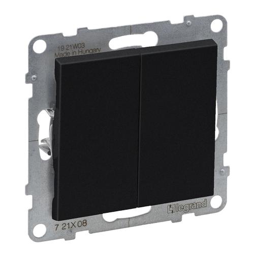 łącznik schodowy podwójny SUNO - 10 AX - 250 V~ - zaciski automatyczne, Czarny, Legrand