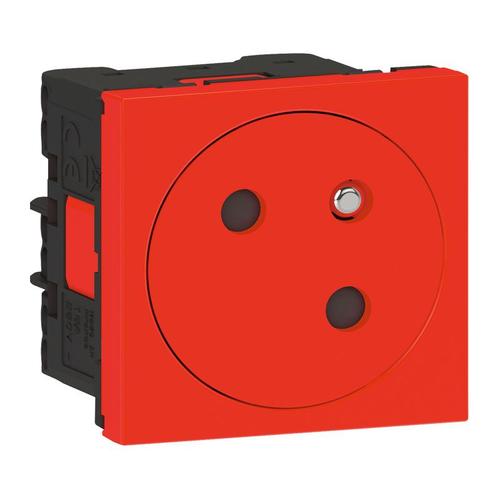 gniazdo MOSAIC GN 2P+Z podłączenie przez zaciski automatyczne 2 moduły czerwone 16A-250V