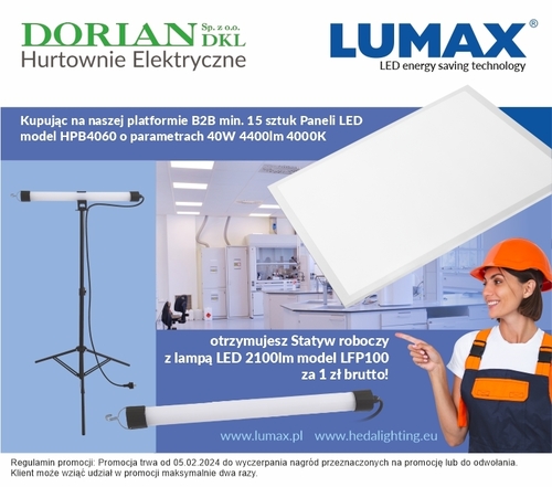 stojak roboczy TRIPOD + TUBA 20W 2100lm 840 IP20 220-240V LUMAX