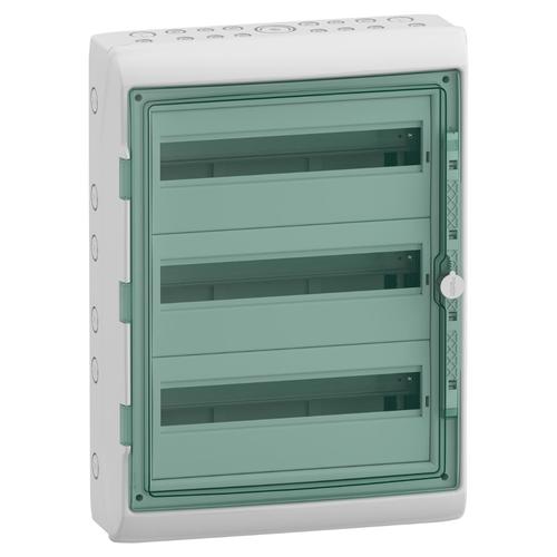 obudowa natynkowa, Mureva (dawna Kaedra), IP65 MRV-3-18-NT-T drzwi transparentne 3 rzędy 18 modułów/rząd