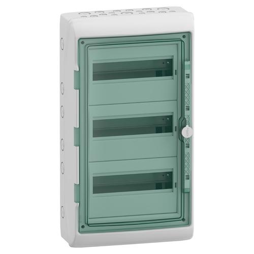 obudowa natynkowa, Mureva (dawna Kaedra), IP65 MRV-3-12-NT-T drzwi transparentne 3 rzędy 12 modułów/rząd